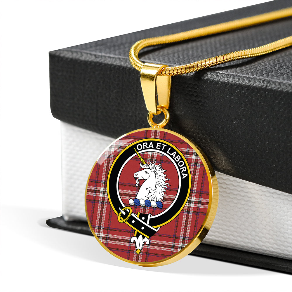 Ramsay Angus & Mearns Weathered Tartan Crest Circle Necklace