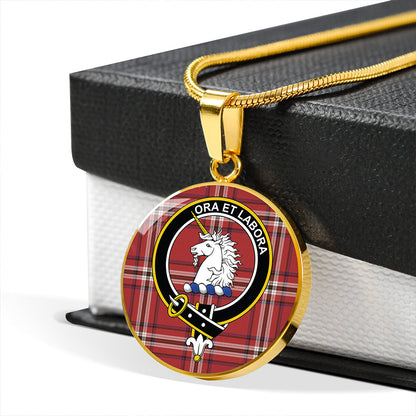 Ramsay Angus & Mearns Weathered Tartan Crest Circle Necklace