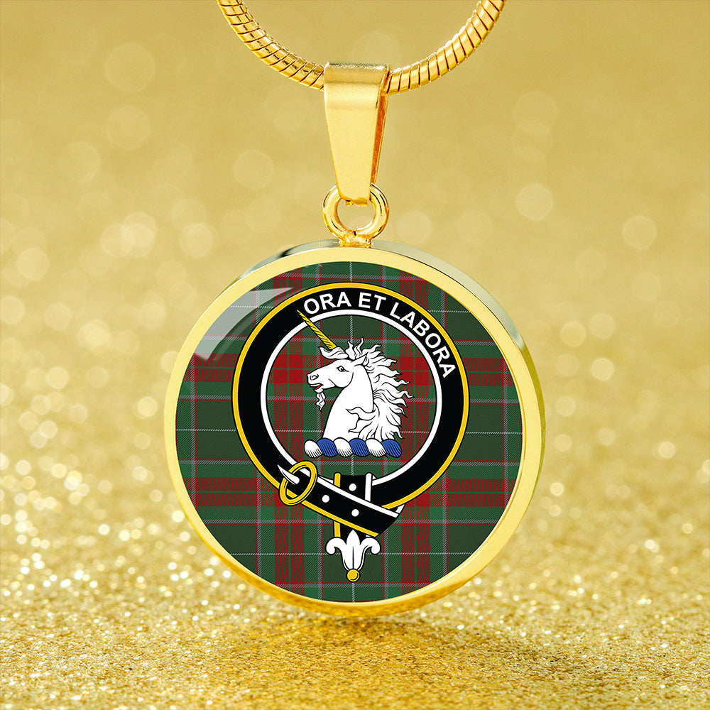 Ramsay Green Modern Tartan Crest Circle Necklace