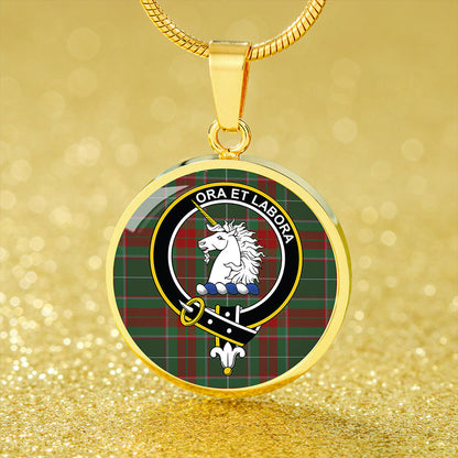 Ramsay Green Modern Tartan Crest Circle Necklace