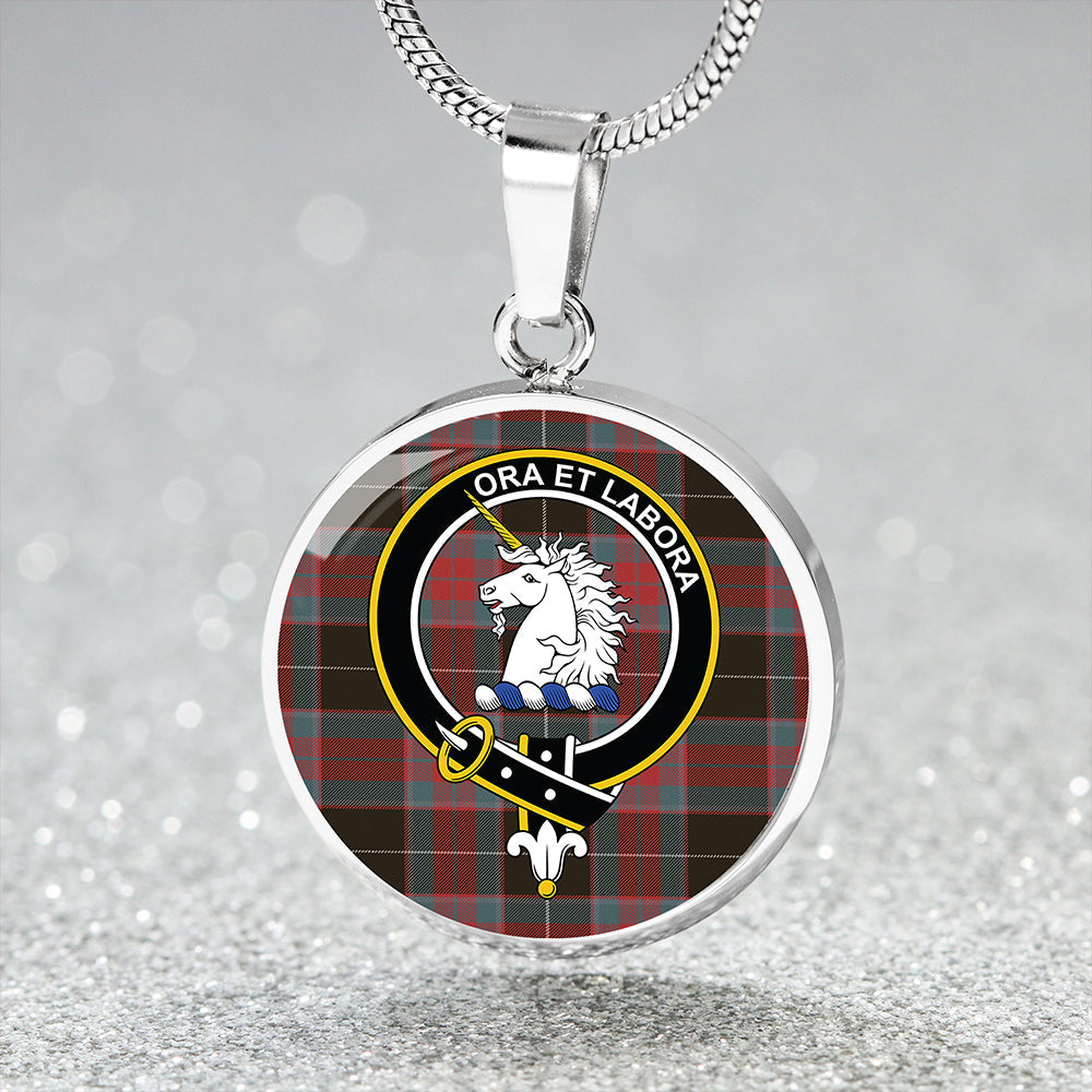 Ramsay Green Weathered Tartan Crest Circle Necklace