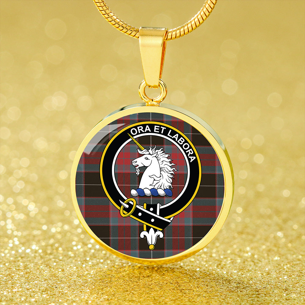 Ramsay Green Weathered Tartan Crest Circle Necklace