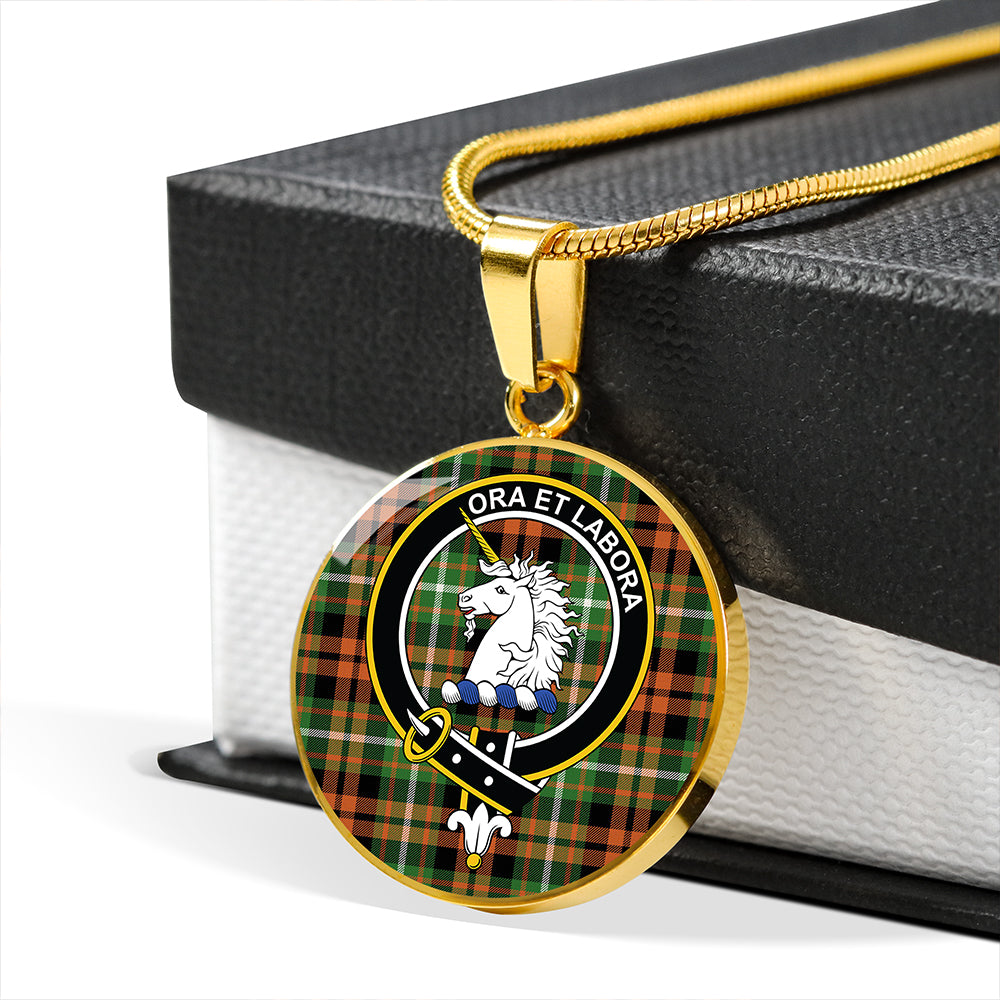 Ramsay Orange Ancient Tartan Crest Circle Necklace