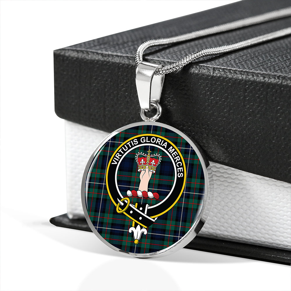 Robertson Hunting Modern Tartan Crest Circle Necklace