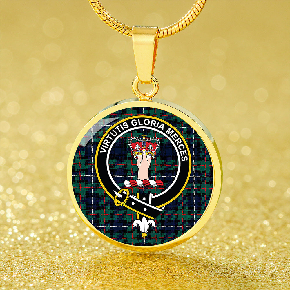 Robertson Hunting Modern Tartan Crest Circle Necklace