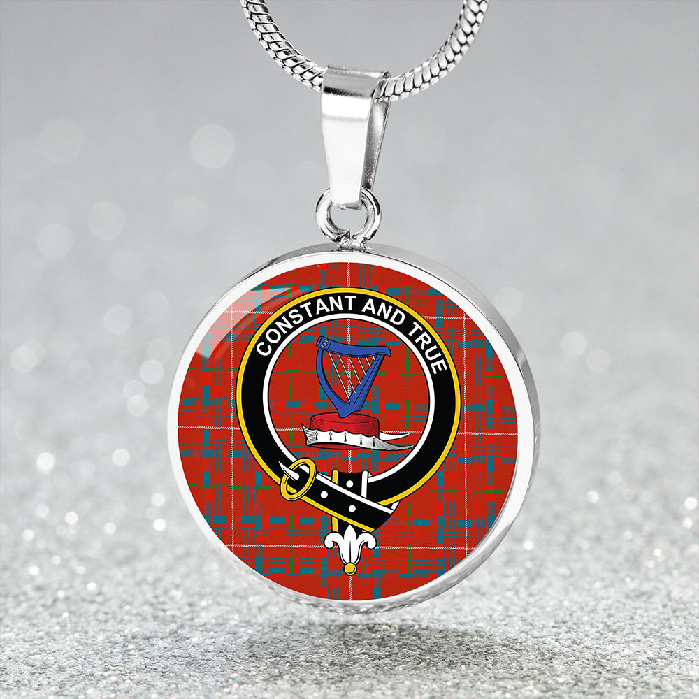 Rose Ancient Tartan Crest Circle Necklace