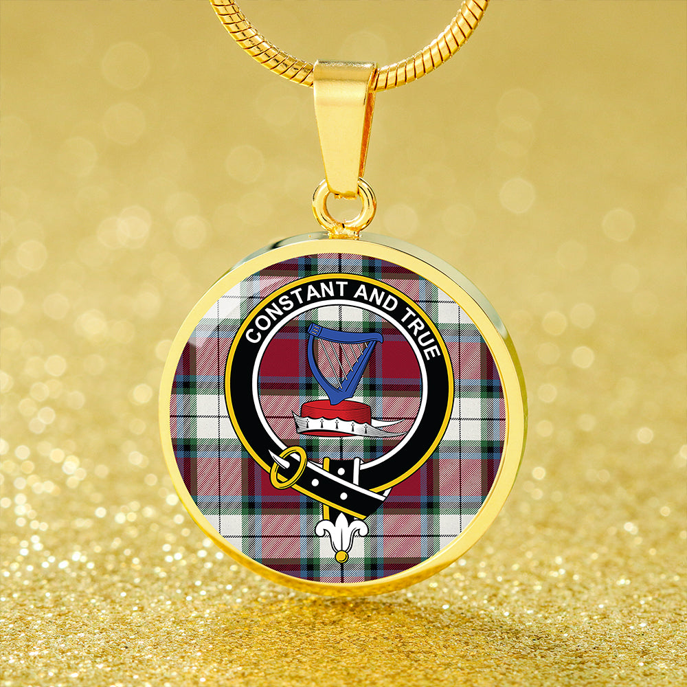 Rose Dress Modern Tartan Crest Circle Necklace