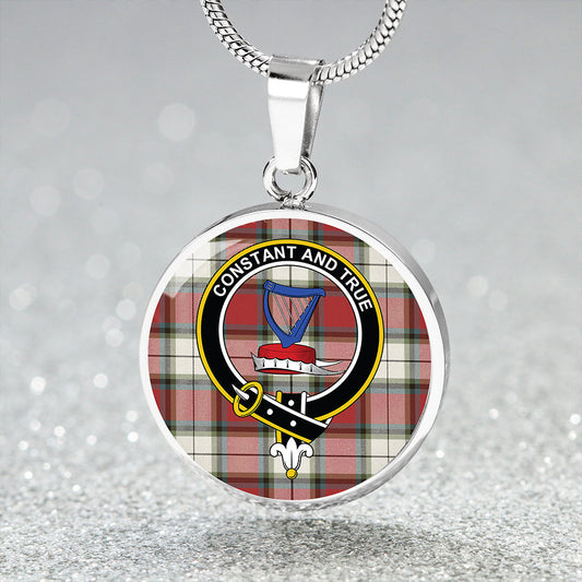 Rose Dress Weathered Tartan Crest Circle Necklace