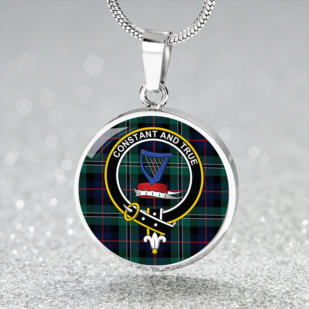 Rose Hunting Modern Tartan Crest Circle Necklace
