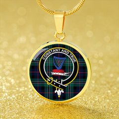 Rose Hunting Modern Tartan Crest Circle Necklace
