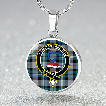 Rose Hunting #2 Modern Tartan Crest Circle Necklace