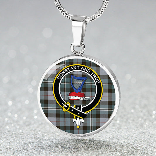 Rose Hunting #2 Weathered Tartan Crest Circle Necklace