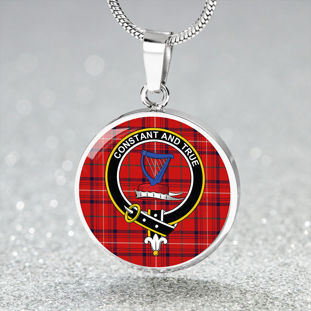 Rose Modern Tartan Crest Circle Necklace