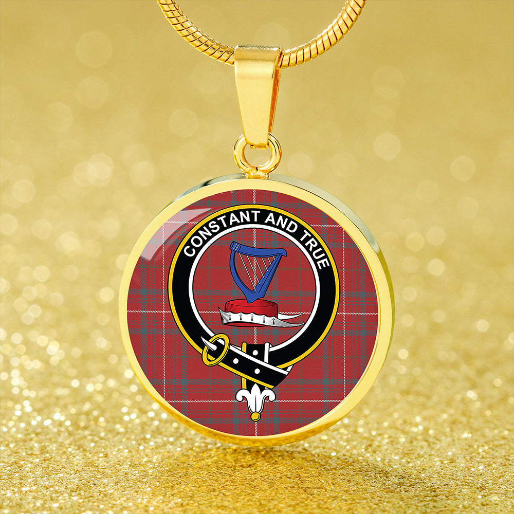 Rose Weathered Tartan Crest Circle Necklace