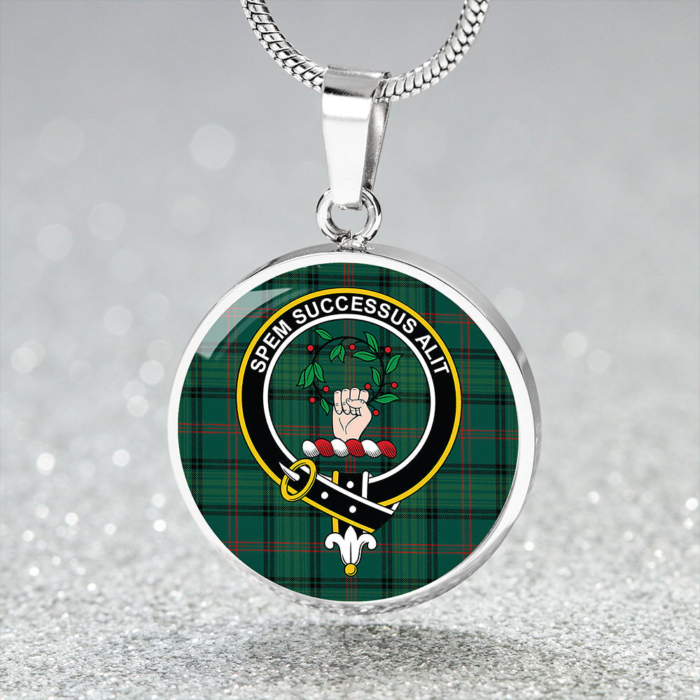 Ross Hunting Modern Tartan Crest Circle Necklace