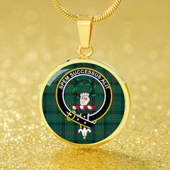 Ross Hunting Modern Tartan Crest Circle Necklace