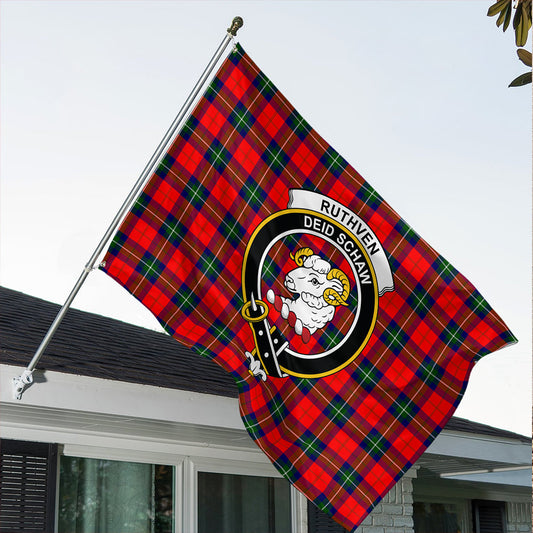 Ruthven Modern Tartan Classic Crest House Flag