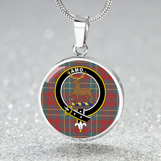 Scott Autumn Weathered Tartan Crest Circle Necklace