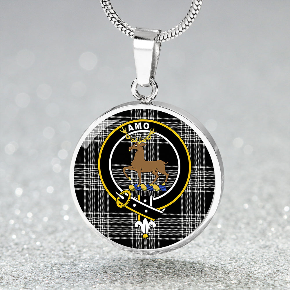 Scott Black & White Modern Tartan Crest Circle Necklace