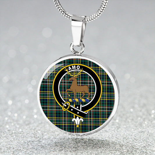 Scott Green Modern Tartan Crest Circle Necklace