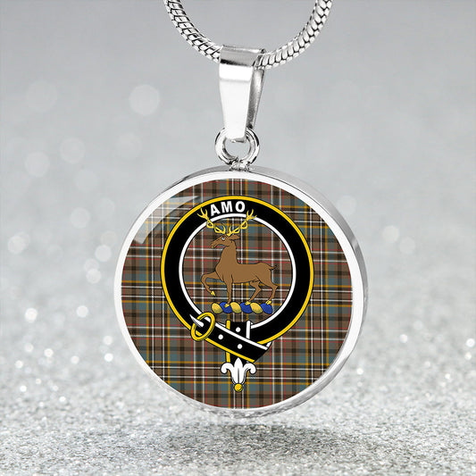 Scott Green Weathered Tartan Crest Circle Necklace