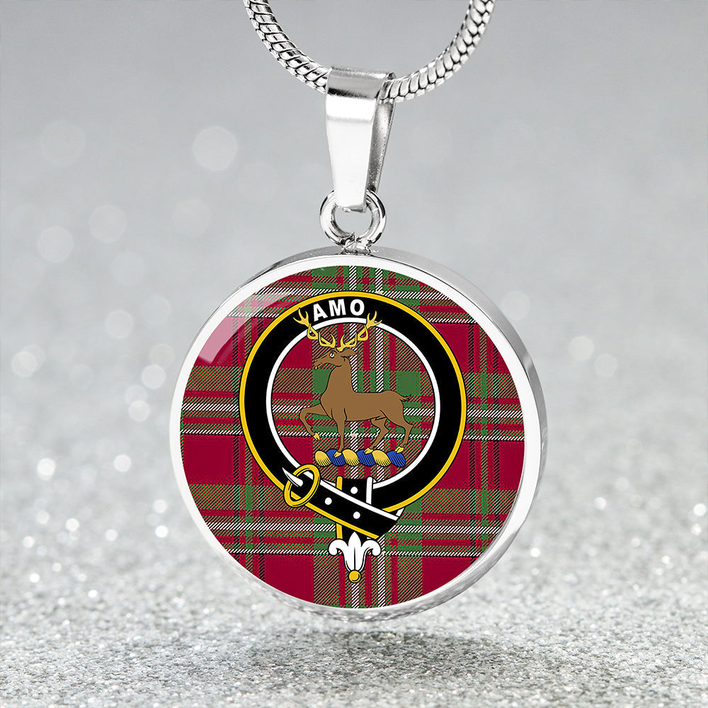 Scott Muted Tartan Crest Circle Necklace