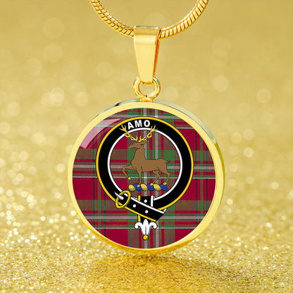 Scott Muted Tartan Crest Circle Necklace