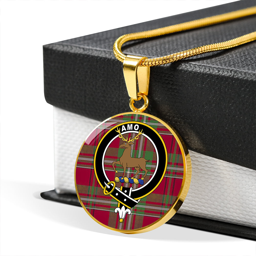 Scott Muted Tartan Crest Circle Necklace