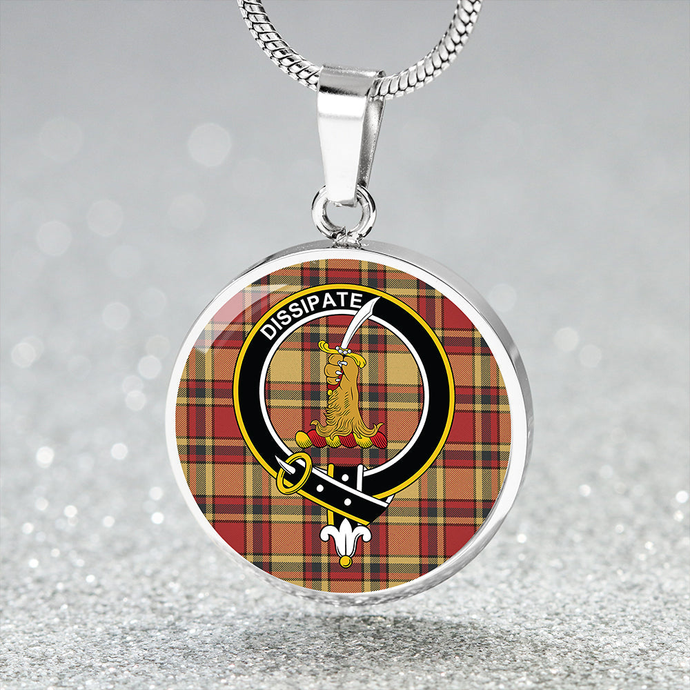 Scrimgeour of Glassary Weathered Tartan Crest Circle Necklace