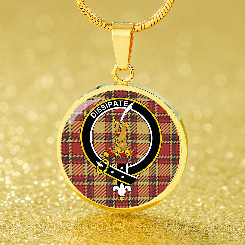 Scrimgeour of Glassary Weathered Tartan Crest Circle Necklace