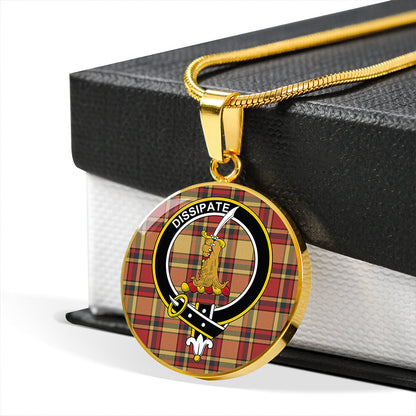 Scrimgeour of Glassary Weathered Tartan Crest Circle Necklace