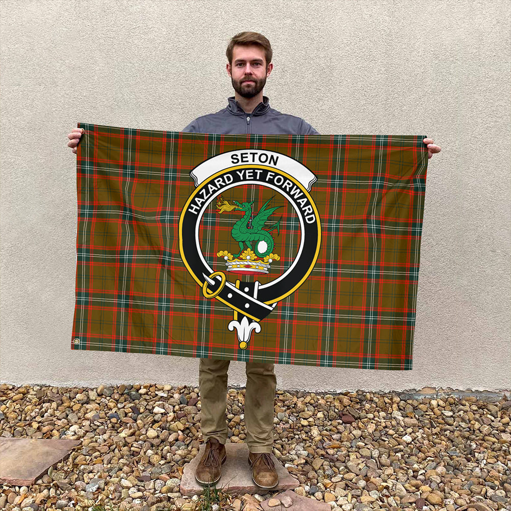 Seton Hunting Modern Tartan Classic Crest House Flag