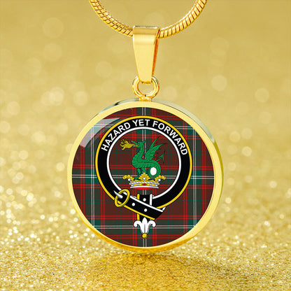 Seton Hunting Modern Tartan Crest Circle Necklace