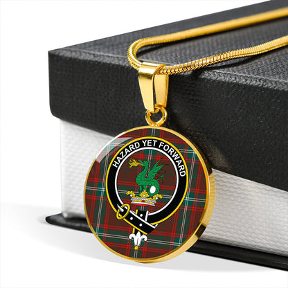 Seton Hunting Modern Tartan Crest Circle Necklace