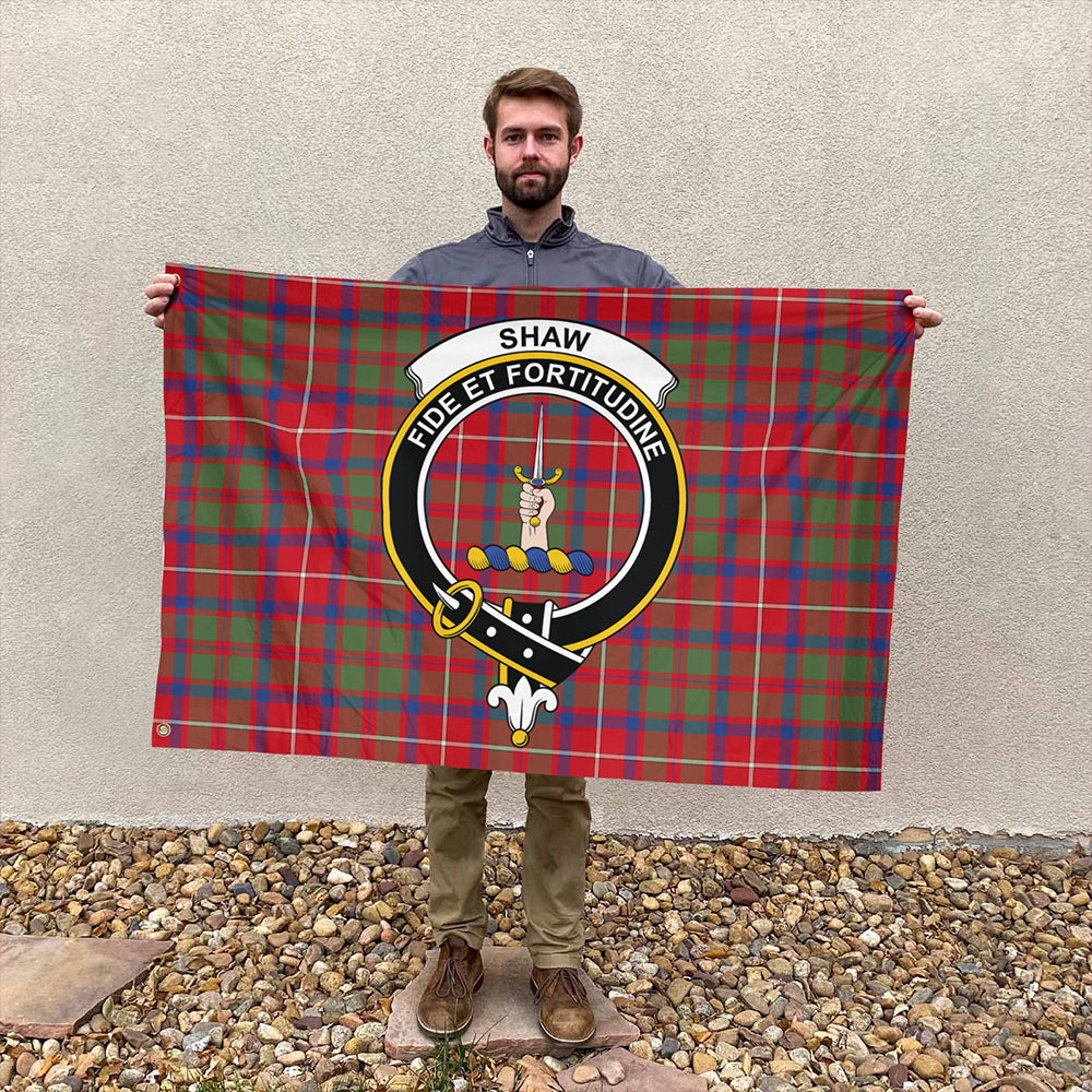 Shaw Red Modern Tartan Classic Crest House Flag