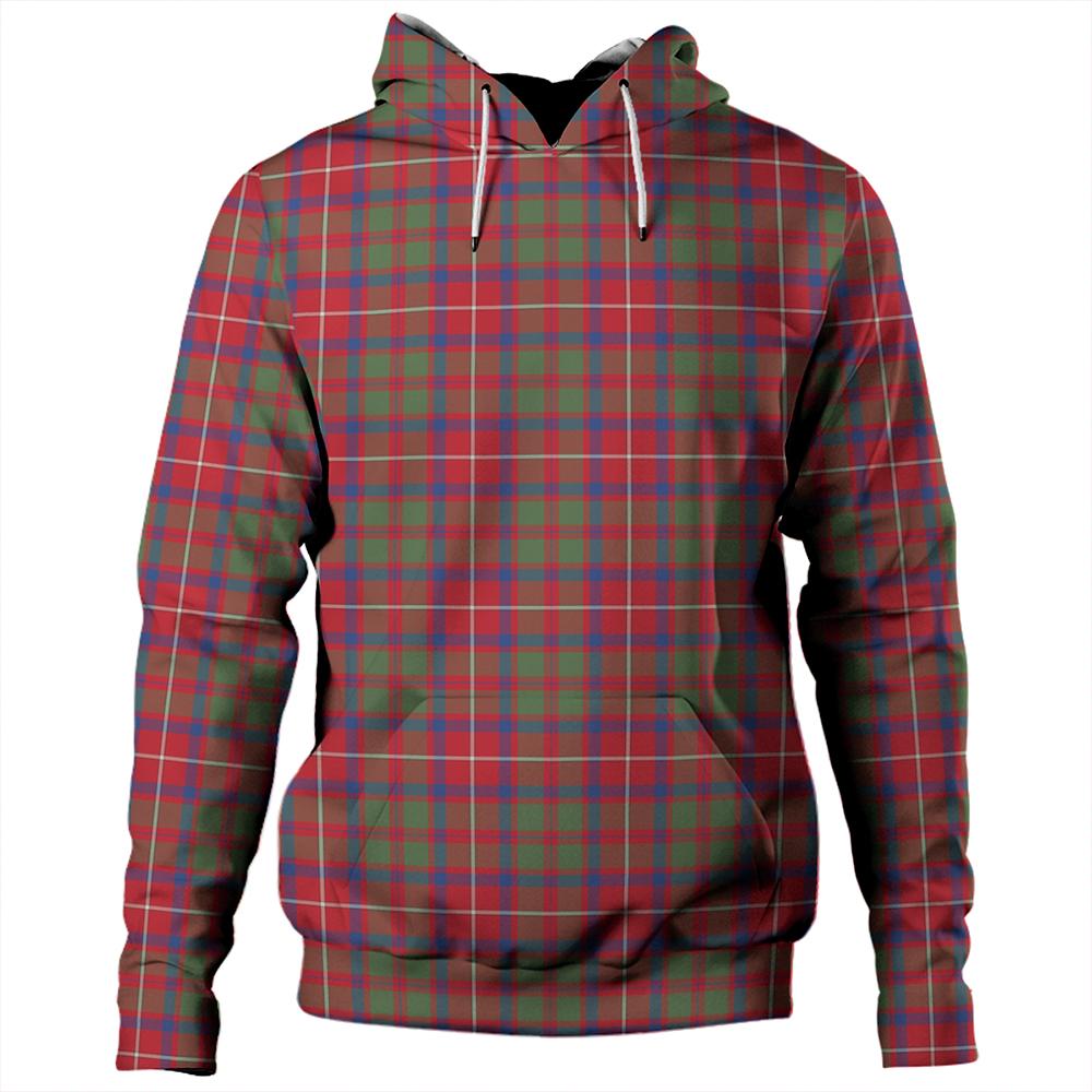 Shaw Red Modern Tartan Plaid Hoodie