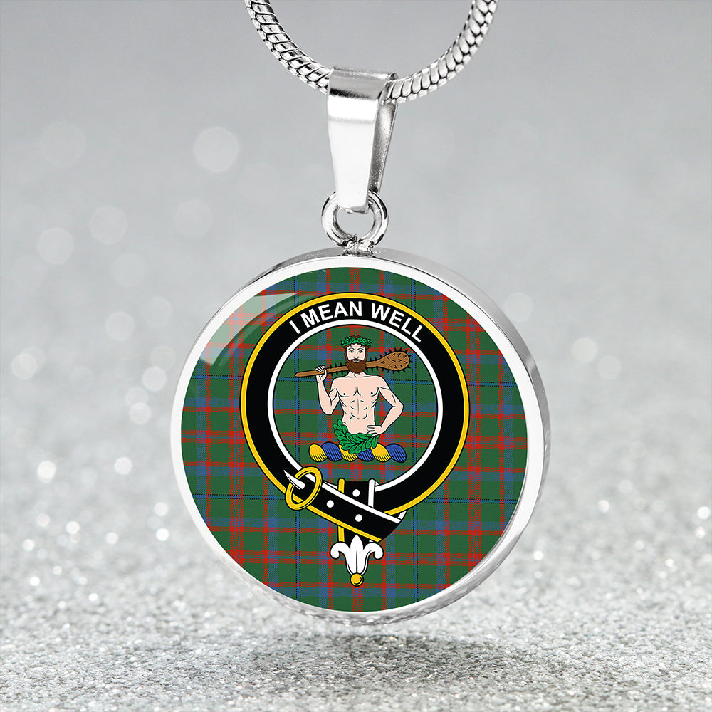 Shaw of Tordarroch Hunting Ancient Tartan Crest Circle Necklace