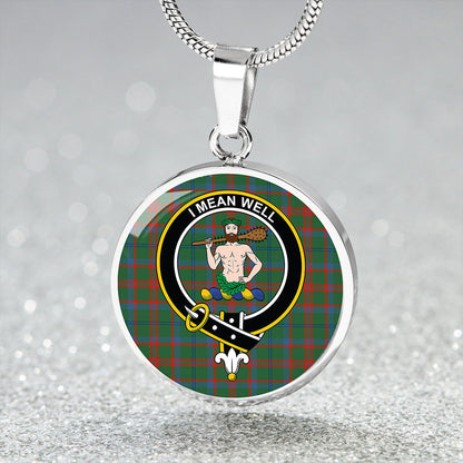 Shaw of Tordarroch Hunting Ancient Tartan Crest Circle Necklace