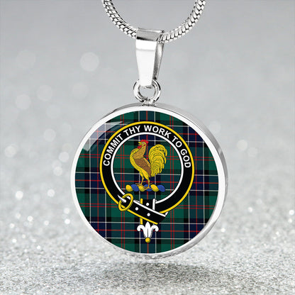 Sinclair Hunting Modern Tartan Crest Circle Necklace