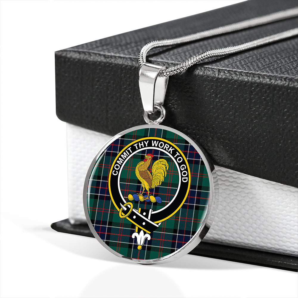 Sinclair Hunting Modern Tartan Crest Circle Necklace