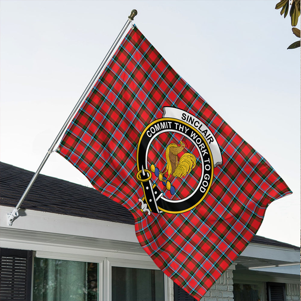 Sinclair Modern Tartan Classic Crest House Flag