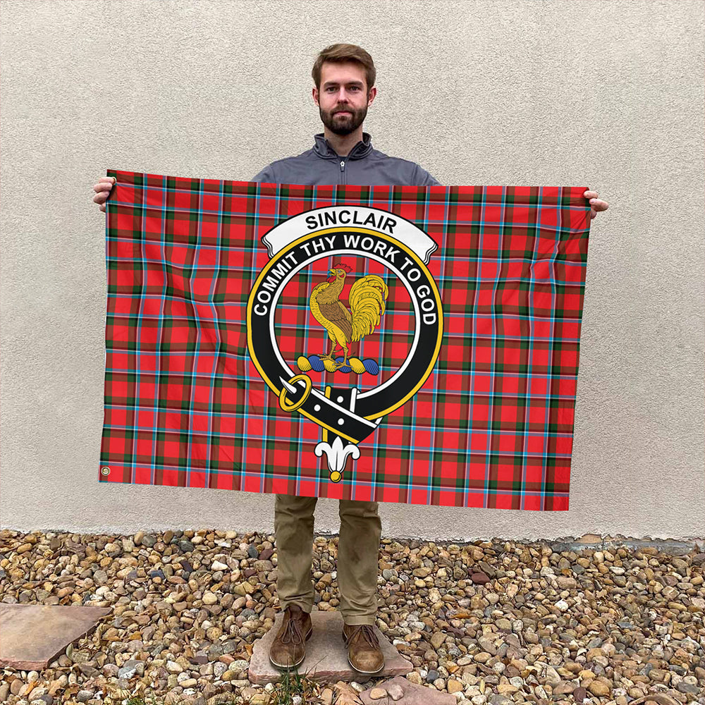 Sinclair Modern Tartan Classic Crest House Flag