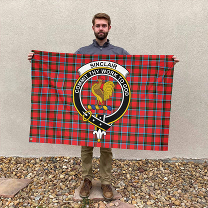 Sinclair Modern Tartan Classic Crest House Flag