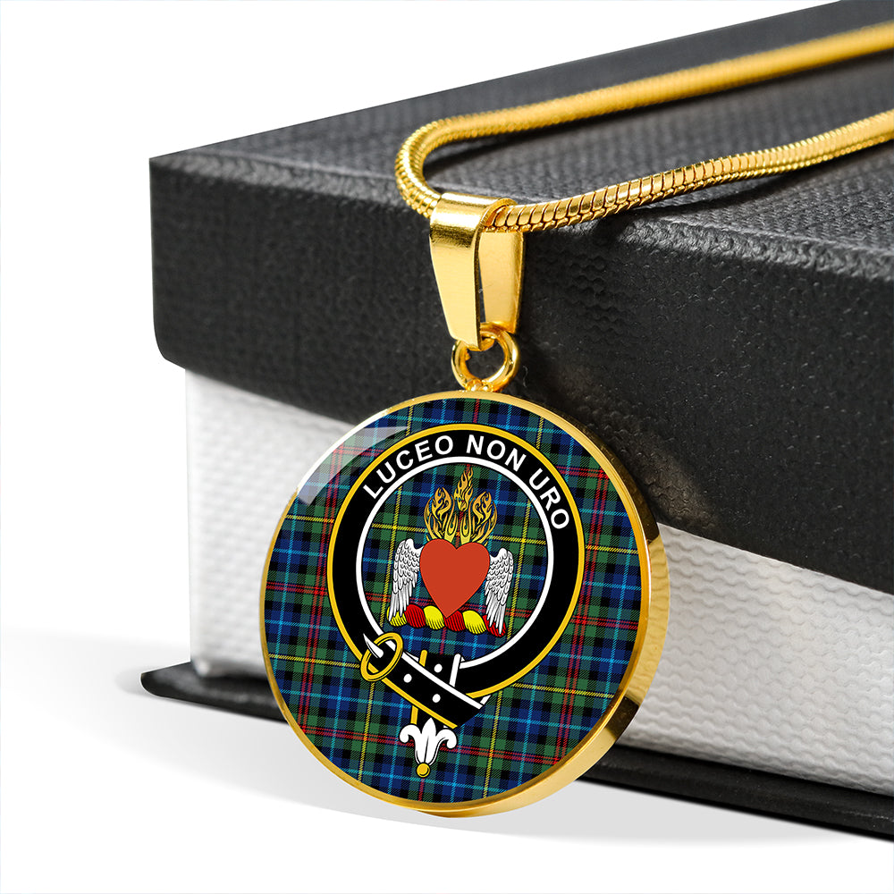 Smith (Gow Hunting) Modern Tartan Crest Circle Necklace
