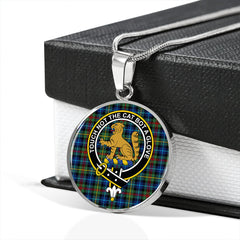 Smith (MacGowan Hunting) Modern Tartan Crest Circle Necklace