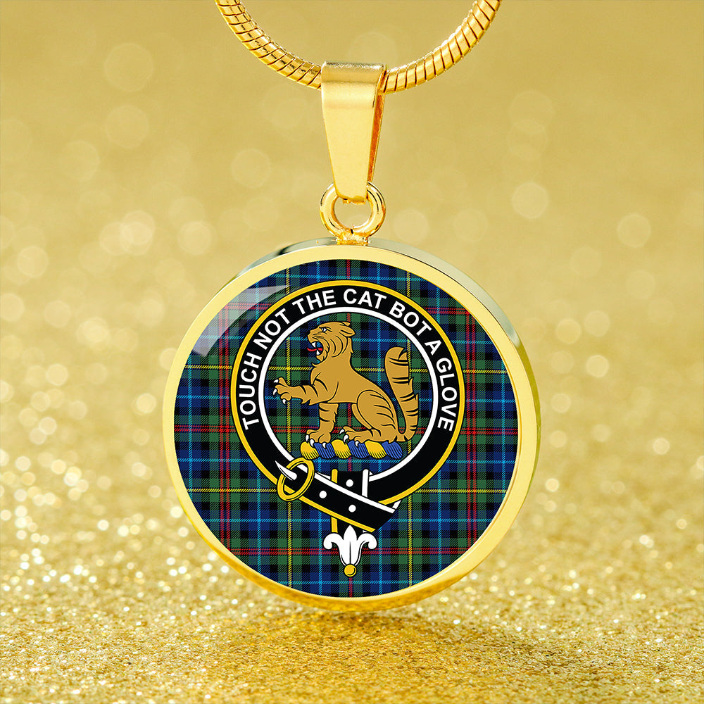 Smith (MacGowan Hunting) Modern Tartan Crest Circle Necklace