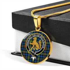 Smith (MacGowan Hunting) Modern Tartan Crest Circle Necklace