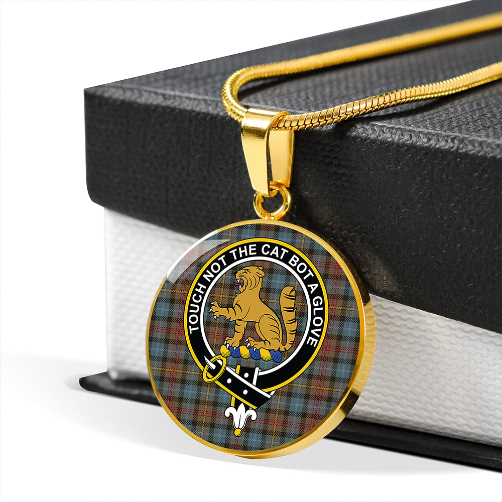 Smith (MacGowan Hunting) Weathered Tartan Crest Circle Necklace