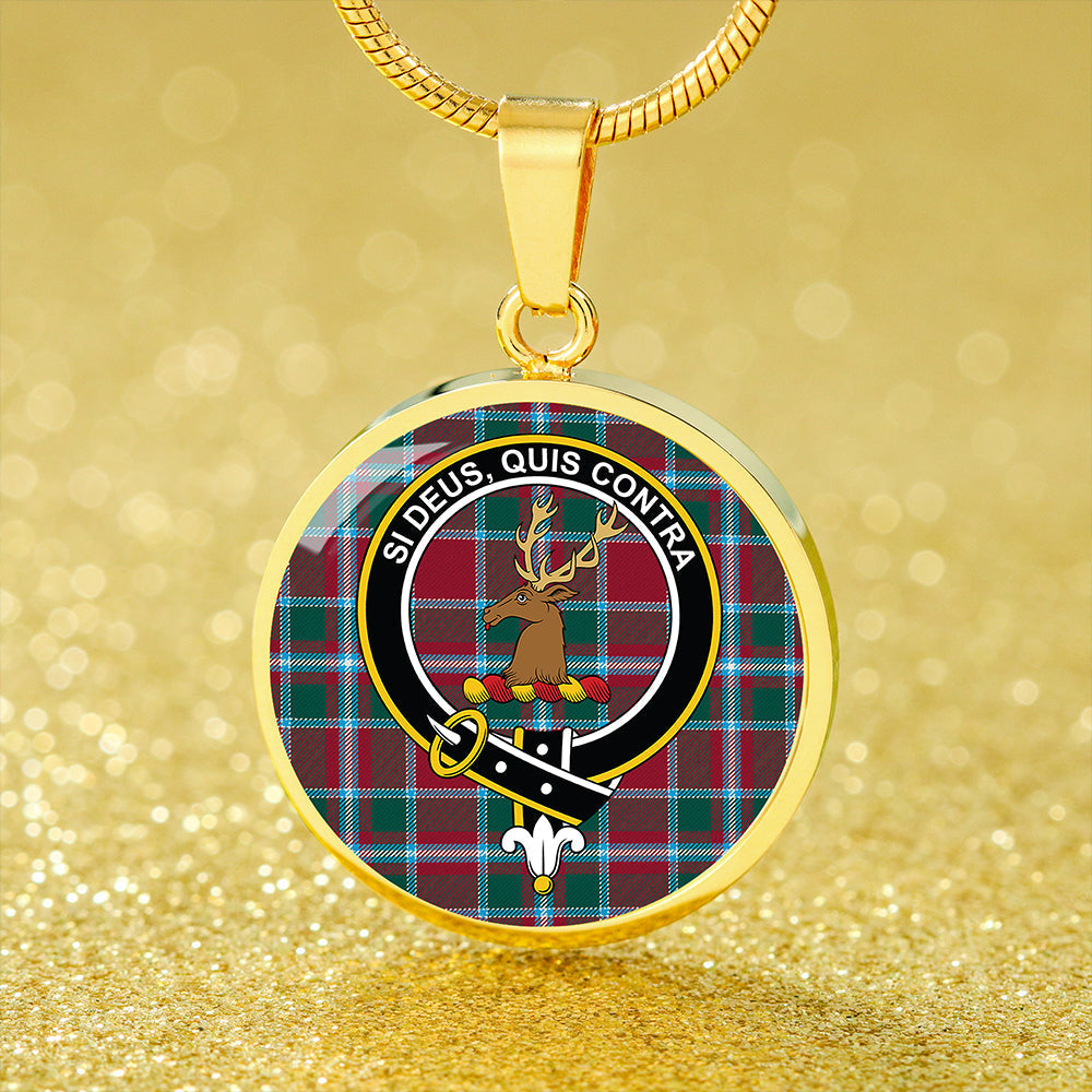 Spens Modern Tartan Crest Circle Necklace