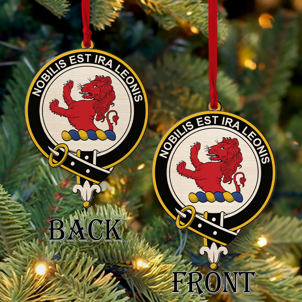 Stewart of Appin Tartan Crest Wood Acrylic Ornament